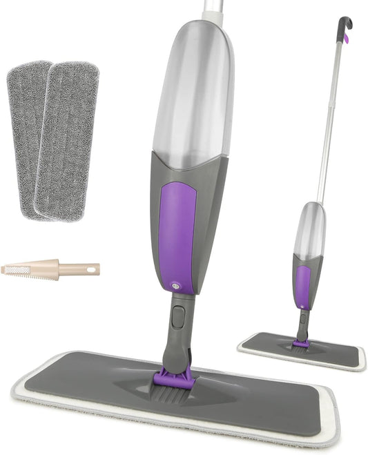 Spray Mops for Floors Cleaning,  Microfiber Flat Floor Mop Wet Dry with 550ML Refillable Bottle 2 Washable Pads Replacement for Wooden Laminate Tile Marble Kitchen